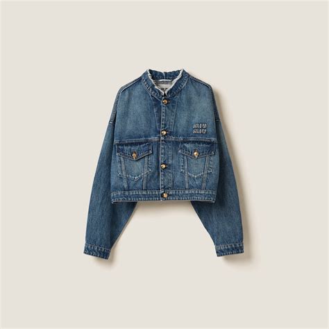 miu miu 194|Navy Denim Blouson Jacket .